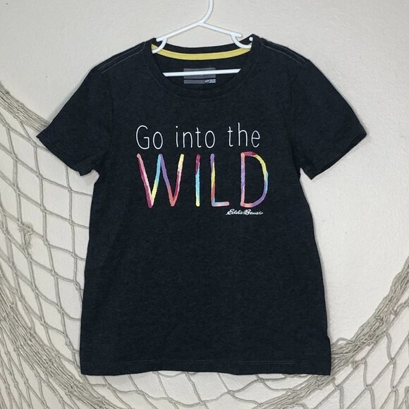 EDDIE BAUER Kids Girl's Grey Short Sleeve "Go Into the Wild" Tee M (10-12) - Picture 1 of 8